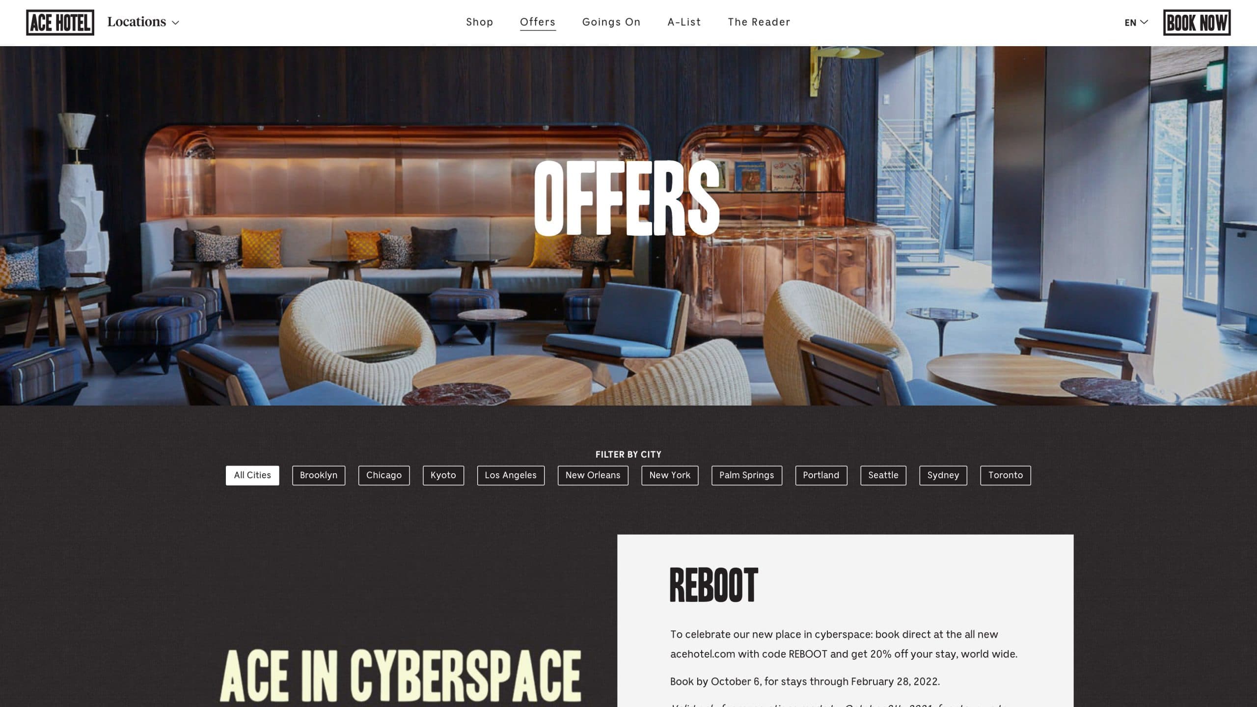 Ace Hotel Offers Filter Page