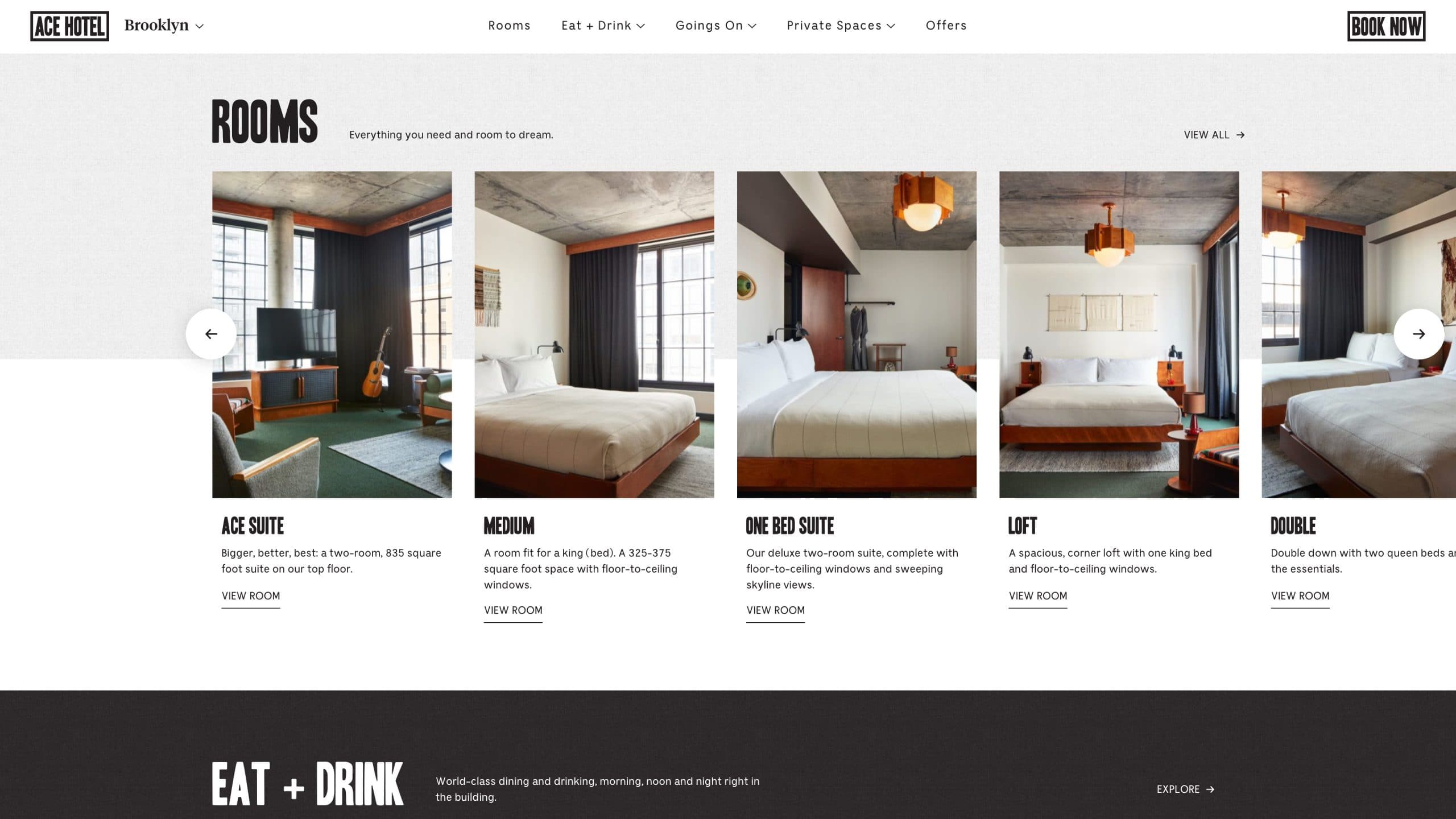 Ace Hotel Rooms Page