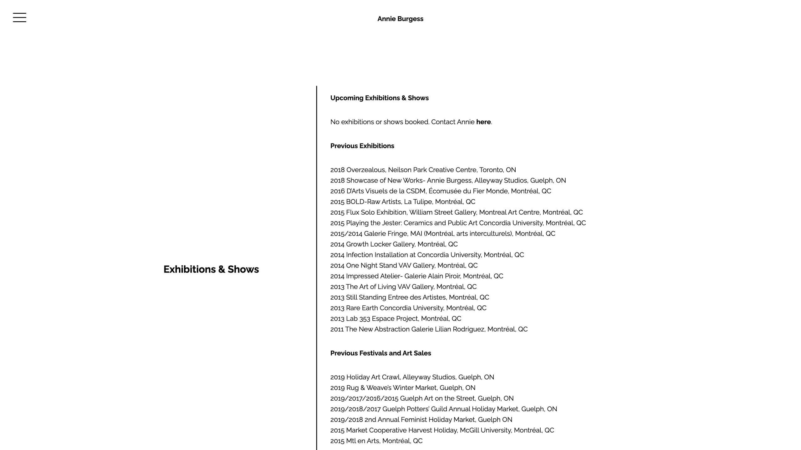 Annie Burgess Content Page