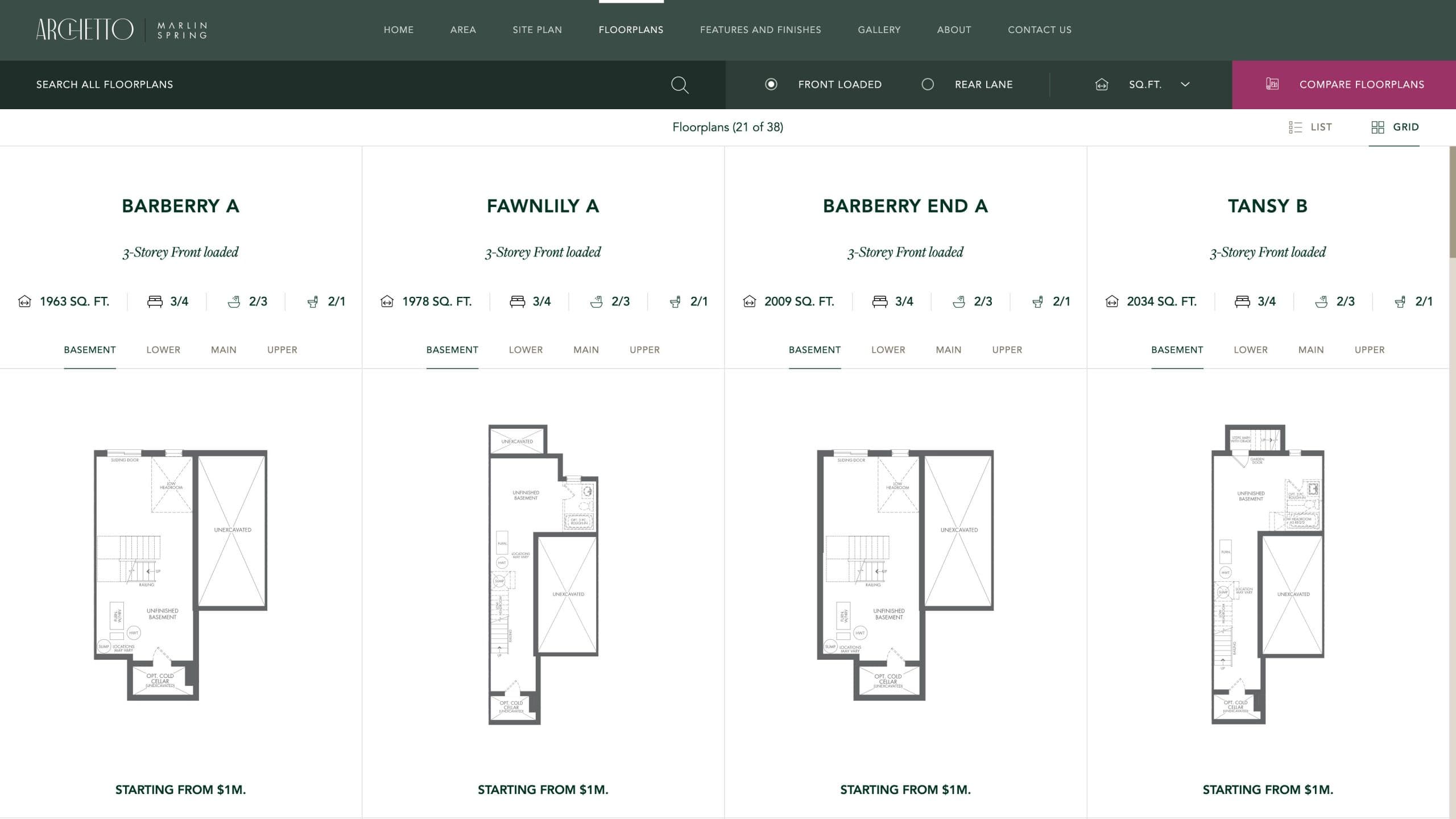 Archetto Floorplans Grid Page