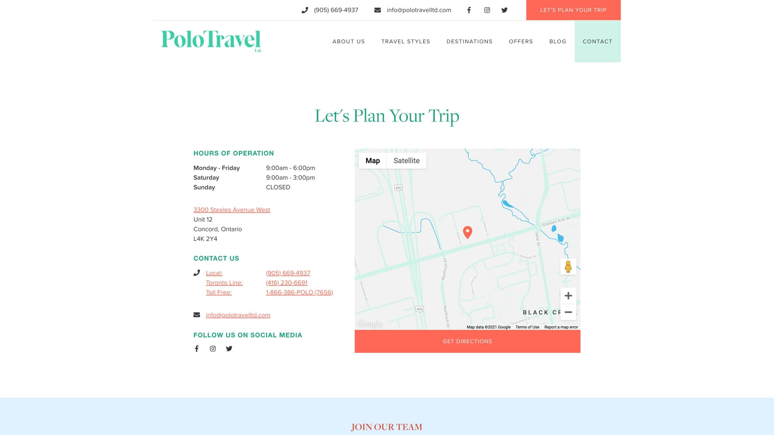 Polo Travel Contact Page