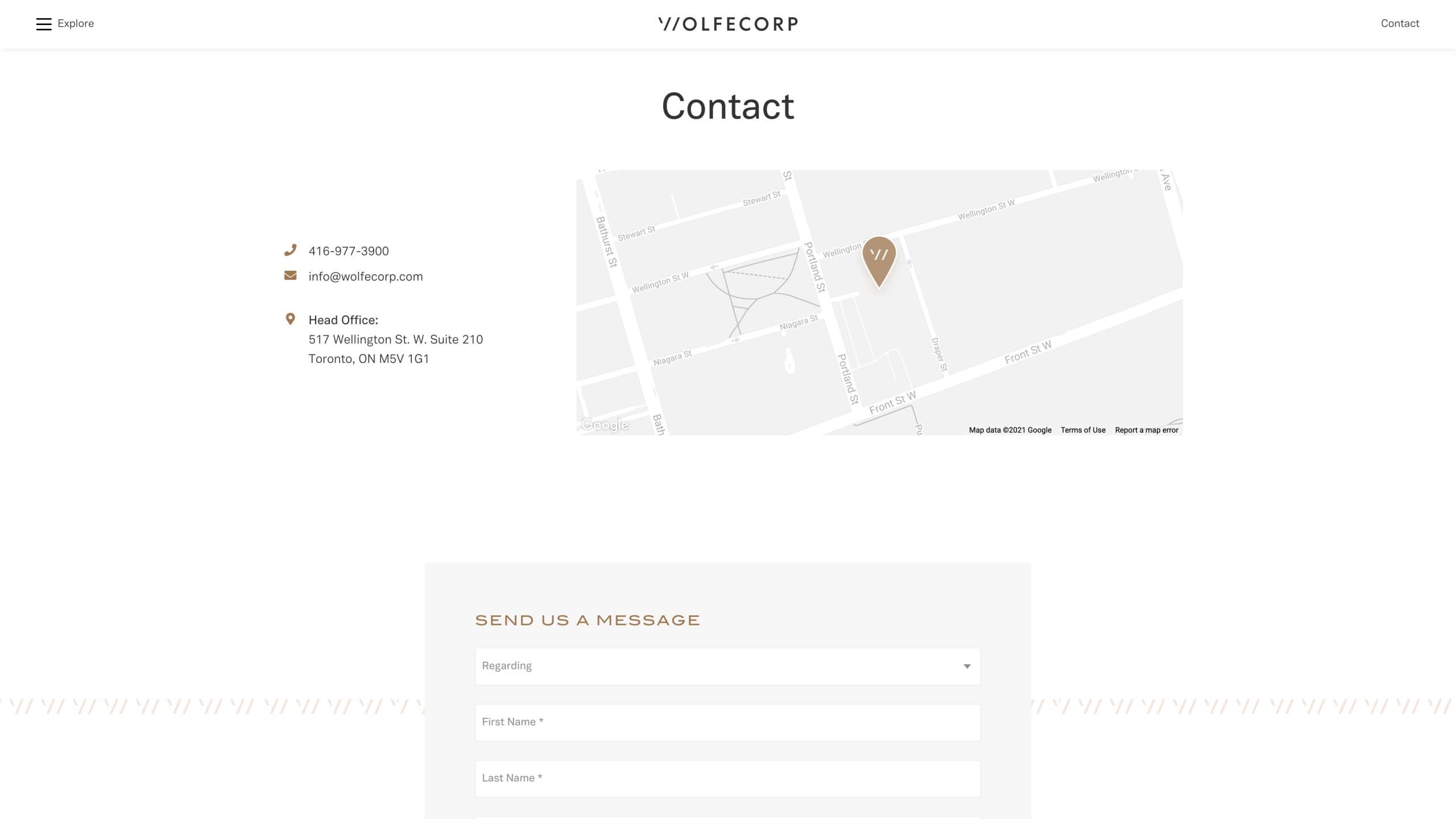 Wolfecorp Contact Page