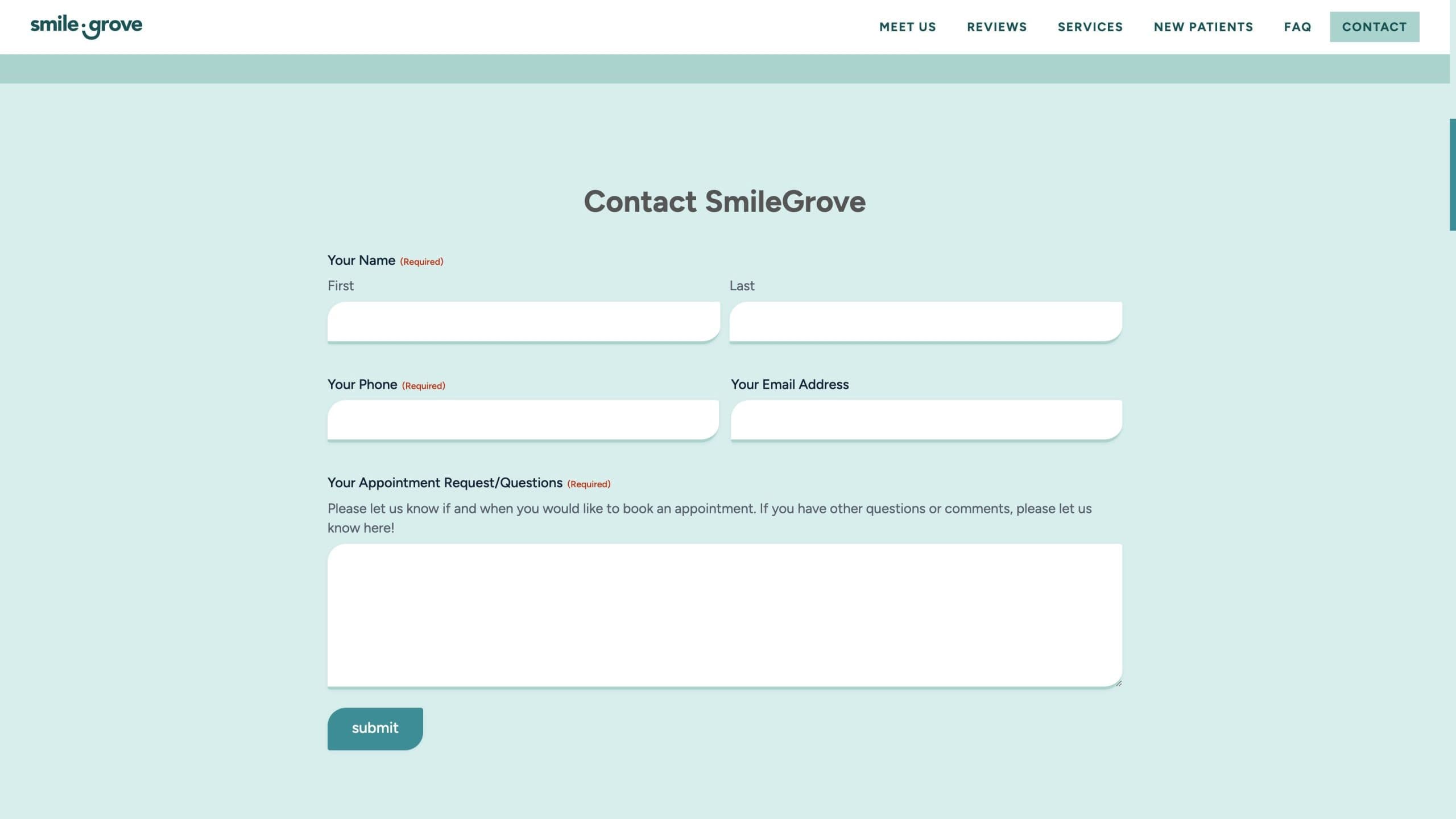 SmileGrove Contact Form