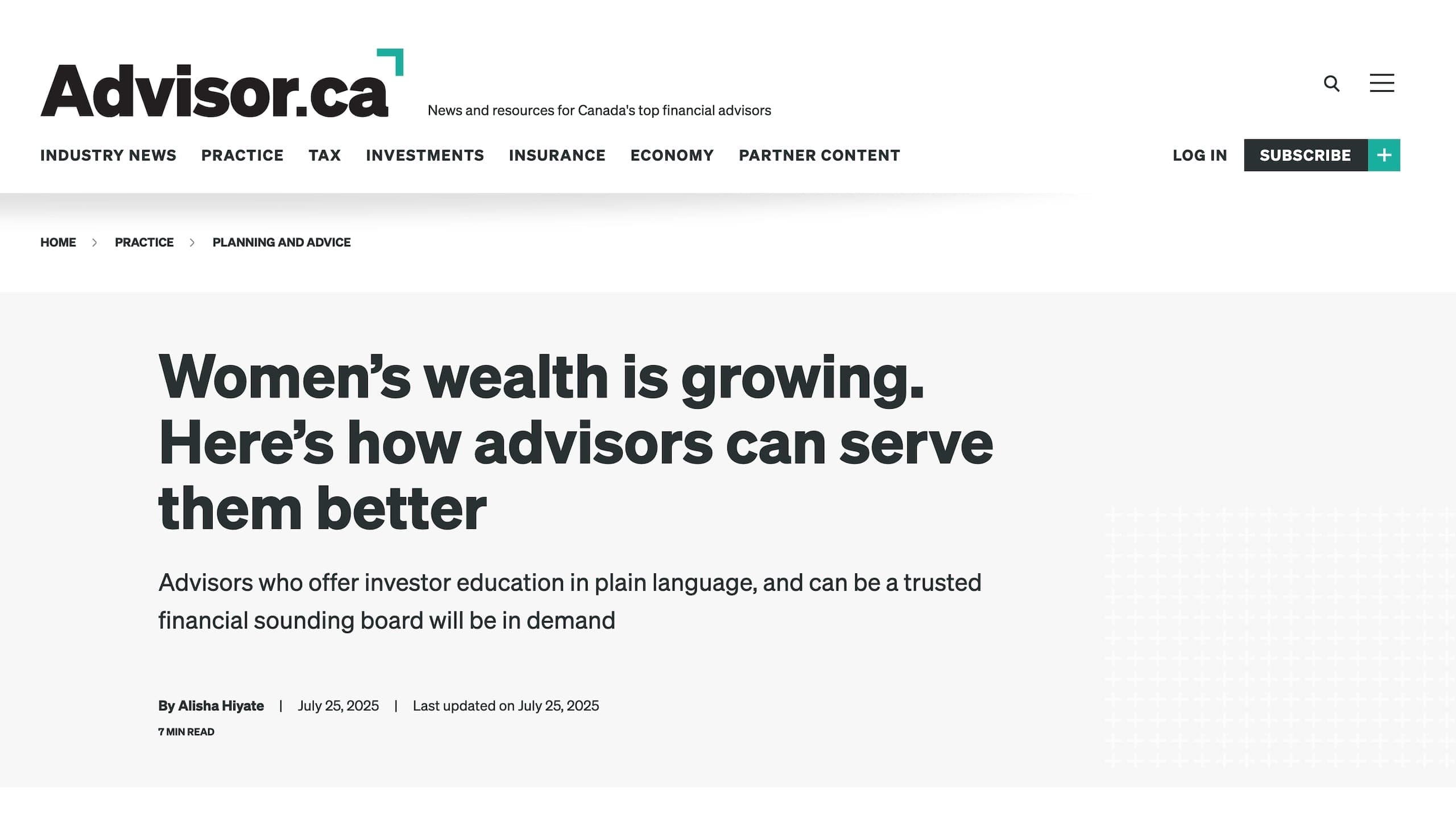 Advisor Article Header